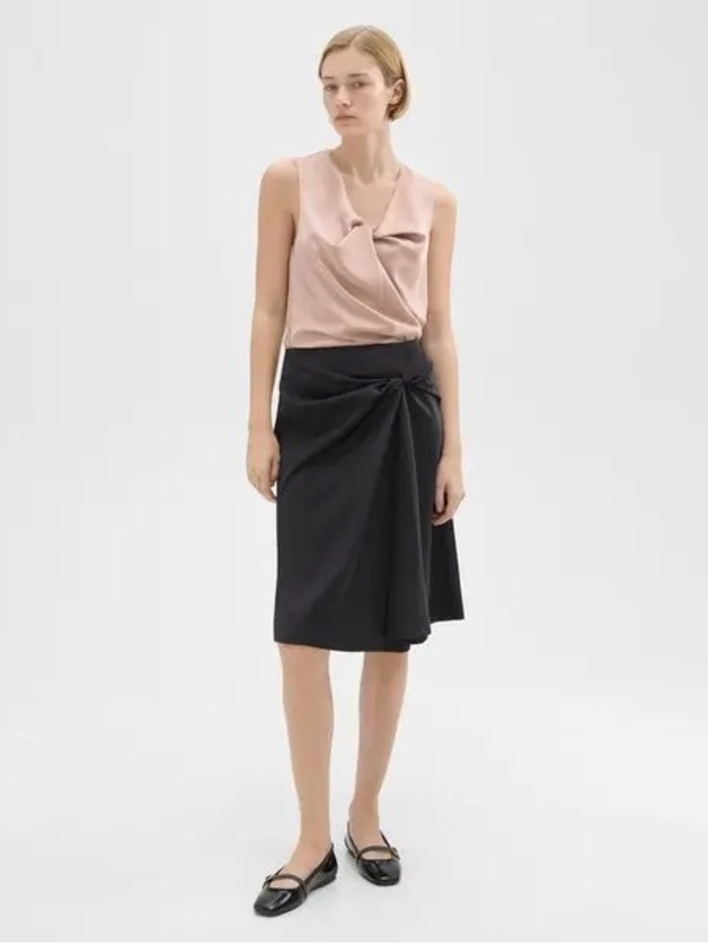 THEORY PROJECT Twisted Satin Midi Skirt